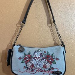 Ed Hardy Denim Blue & Black Shoulder & Crossbody Bag