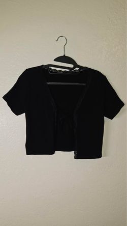 Black Cropped Short Sleeve Cardigan