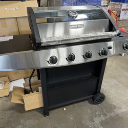 Liquid Propane Gas Grill, Stainless Steel BBQ Grill High Performance 4 Burners with Side Burner