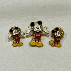 Set Of 3 Vintage Disney Pin Mickey Mouse Classic Red Shorts Welcome Open Arms