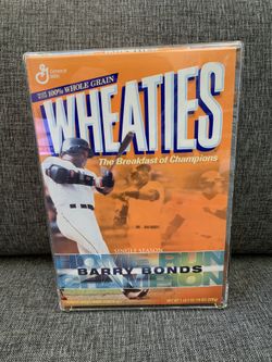 BARRY BONDS 2001 SINGLE SEASON HOME RUN CHAMPION #25 SAN FRANSISCO GIANTS COLLECTORS CEREAL BOX In acrylic case. 2001 WHEATIES GENERAL MILLS. RARE-VIN
