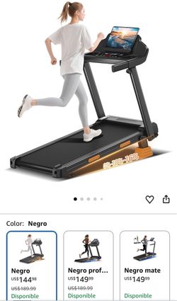 Black Folding Treadmill with Incline-cinta de correr, plegable