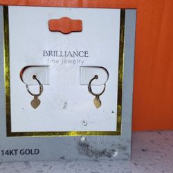 14k Yg Heart Earrings 
