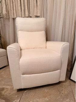 Cream Upholstered Swivel Glider Recliner