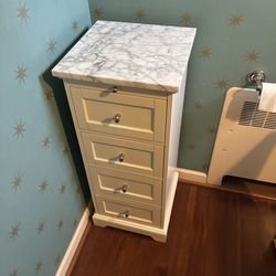 Narrow 5-Drawer Cabinet With Marble Too - Excellent Condition