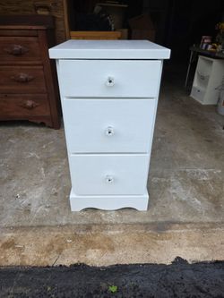 Refinished 3-Drawer Wood Side Table