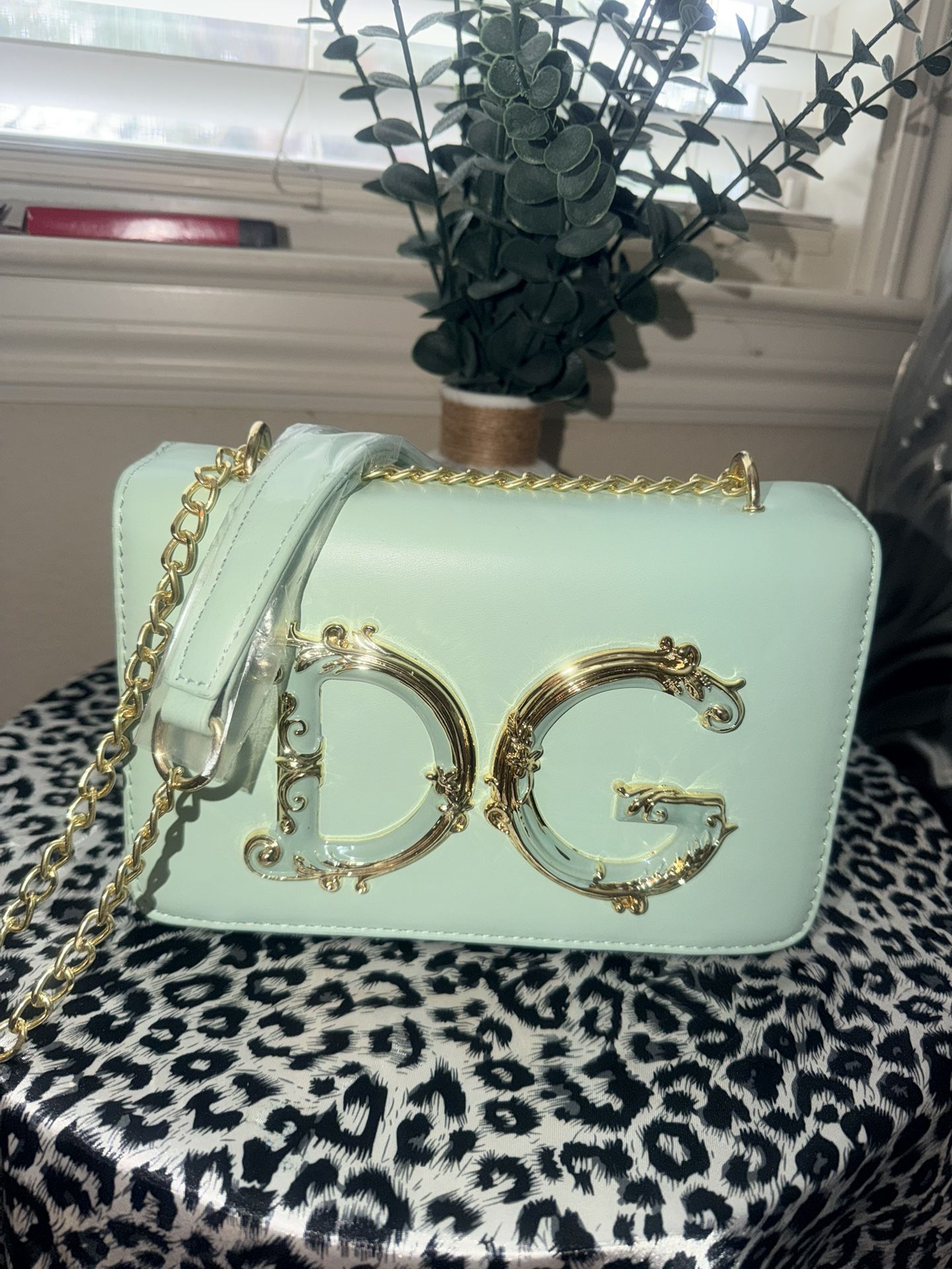 New Mint Green & Gold Crossbody Bag 