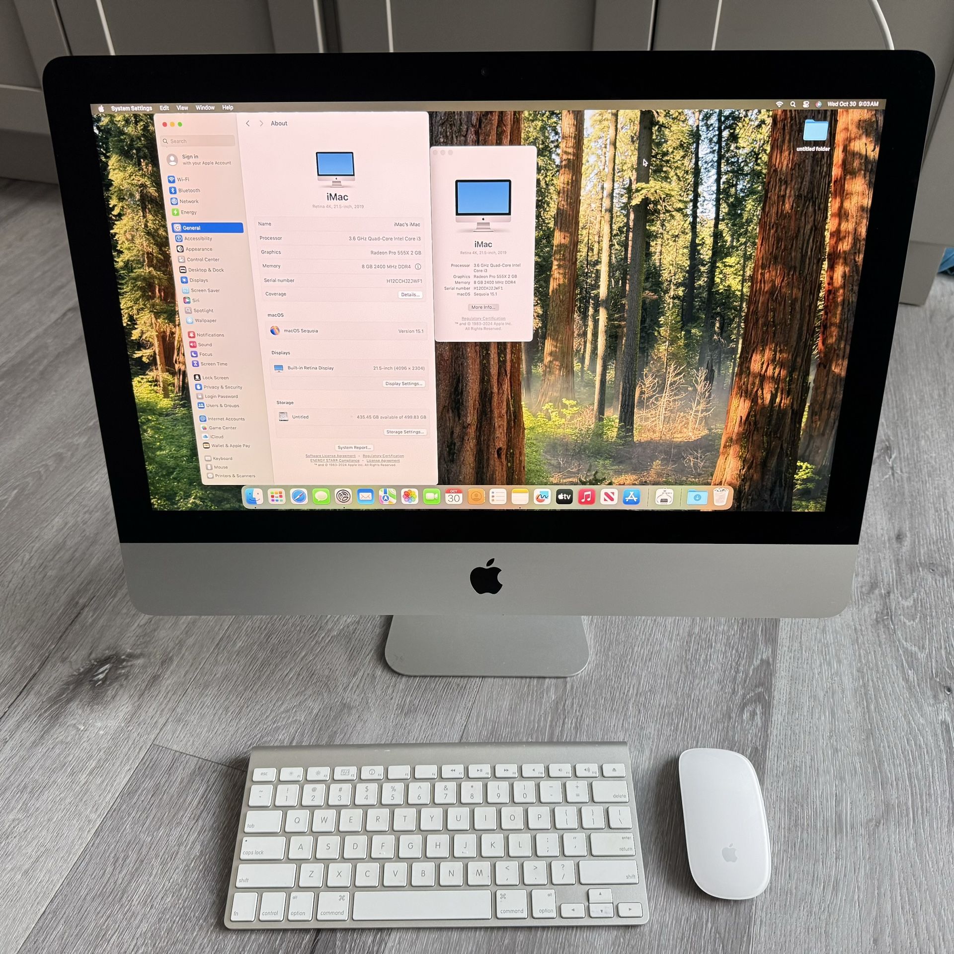 iMac 21.5”, 2019 Model, 8GB Ram, 512GB SSD Drive, Great Working Condition For $300 For