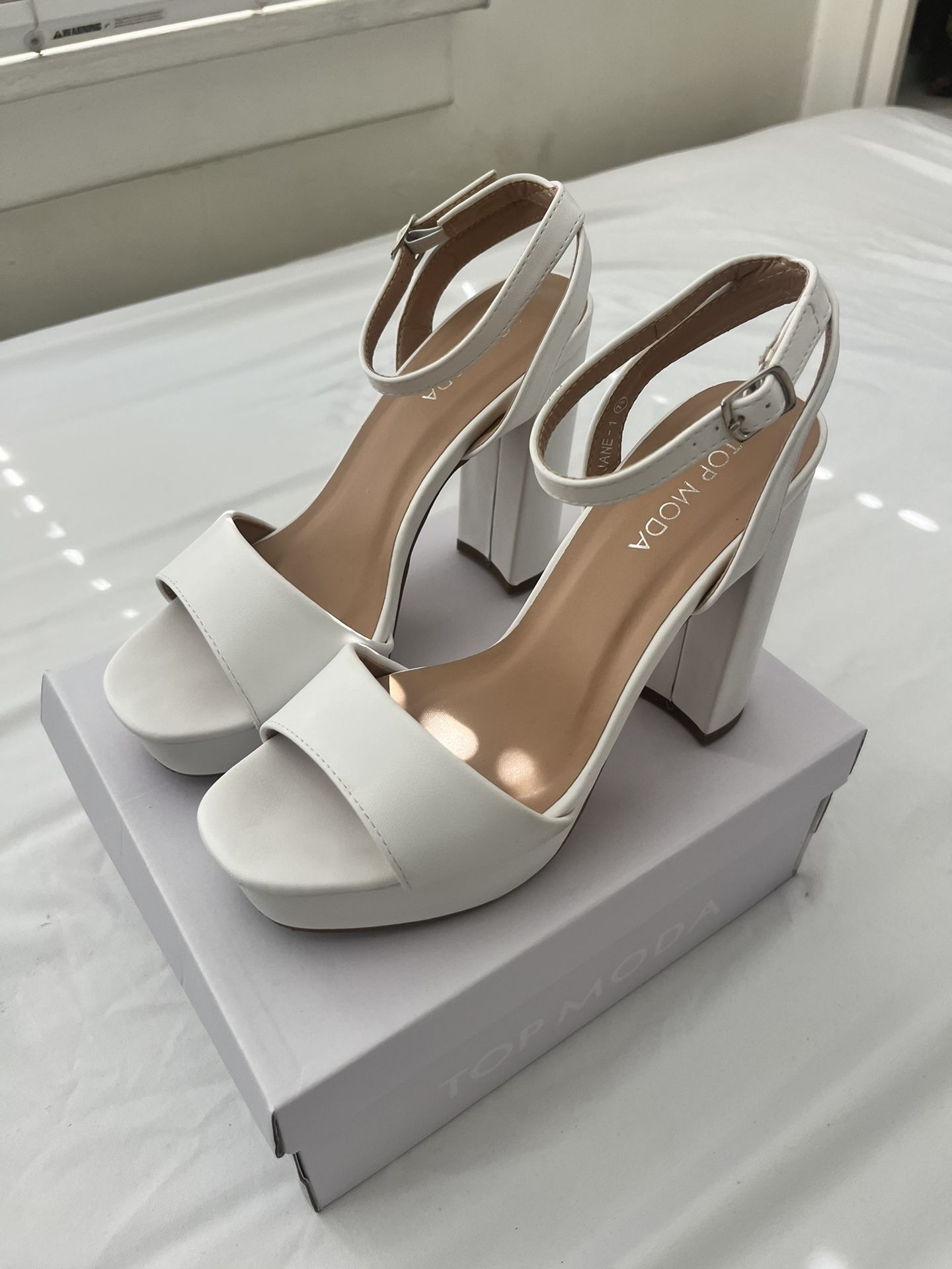 White Open-toed Heels