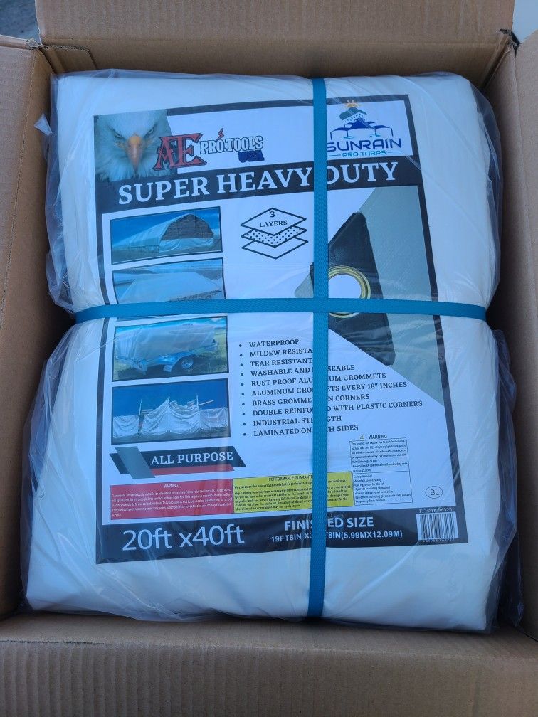 20ft×40ft Super Heavy Duty White Tarp