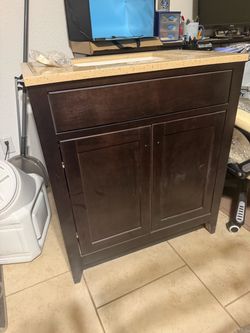 30" Dark Wood Bathroom Vanity with Stone Top