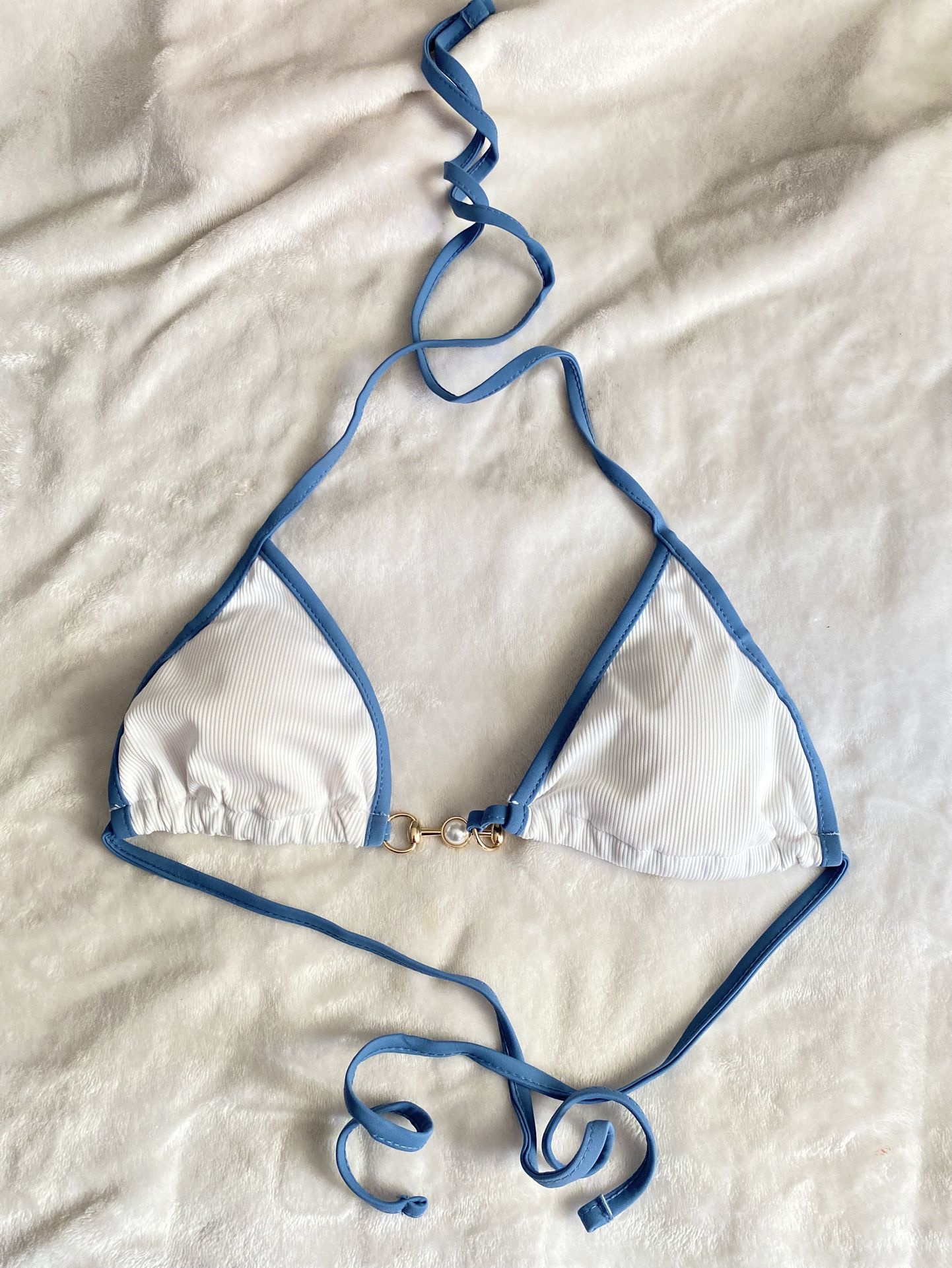 White & Blue Bikini Top