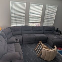 Power Reclining Sectional 6pcs Gray