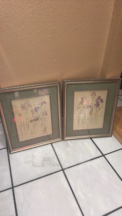 Pair of Framed Iris Floral Prints