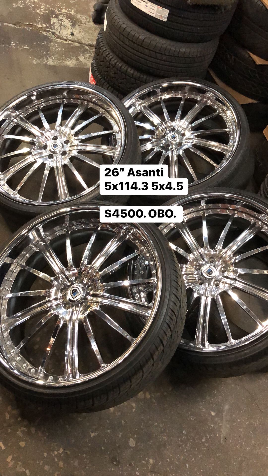 26” Asanti Wheels Rims Tires Used Good Condition 5 Lug 5x114.3 5x4.5