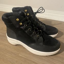 Lauren Ralph Lauren Womens Black Leather Ankle Boots Size 8