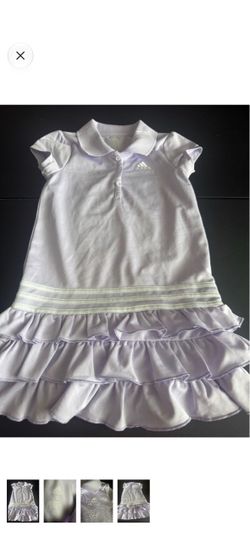adidas Lilac Ruffle Polo Dress with White Trim
