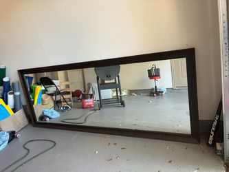 Large Wall Mirror with Dark Wood Frame