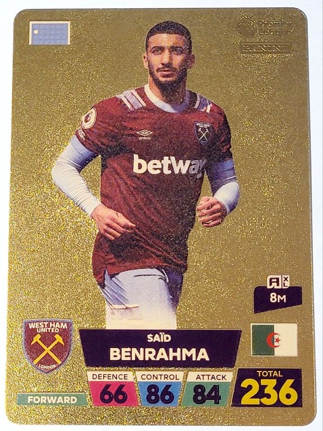 2022 Said Benrahma 2022 Panini World Football Stars Plastic Gold Color Card NM Condition. Mohamed Saïd Benrahma (Arabic: مُحَمَّد سَعِيد بْن رَحْمَة;