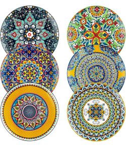 Boho Ceramic Dinner Plates 6ct