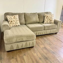 Tan L-Shape Sectional Sofa with Left Chaise