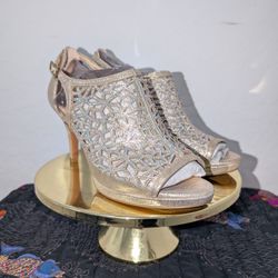 Champagne/Gold Low Heel Shoes