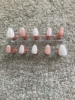 Pink and White Dots Press-On Nails