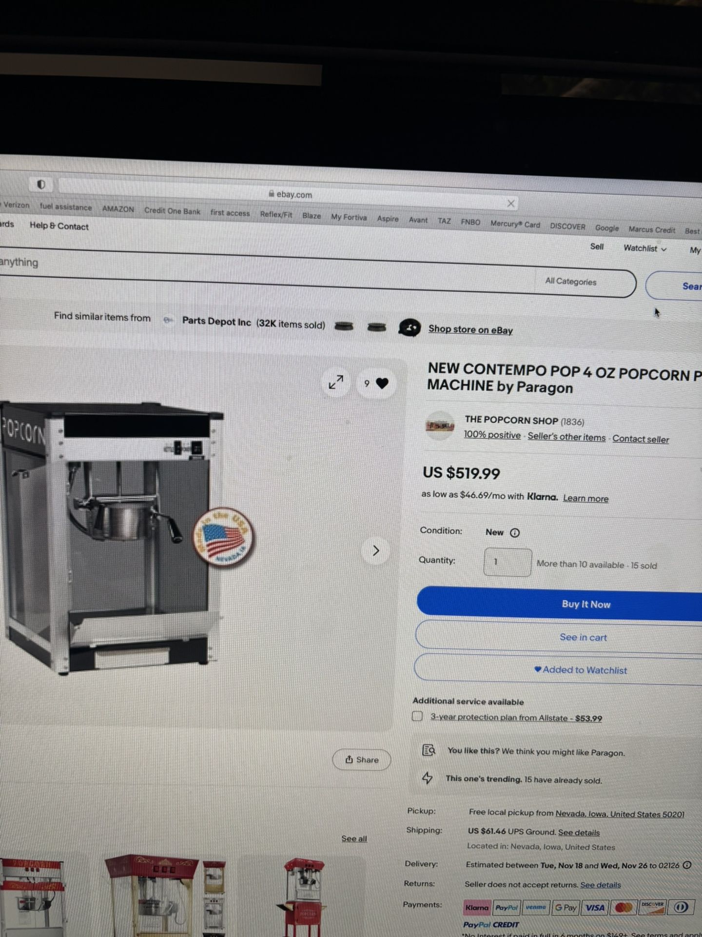 New Contempo 4oz Popcorn Machine by Co. (PARAGON)