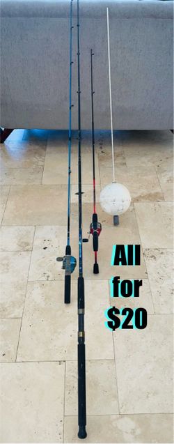 $20 For all Bundle of fishing 🎣 rods and a ball with weight look pics