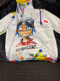 Gorillzas Large white raindbow splat hoodie