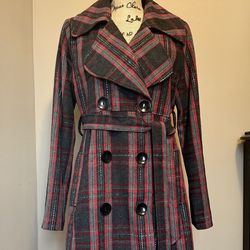 Junior Women's Plaid Coat Size XL