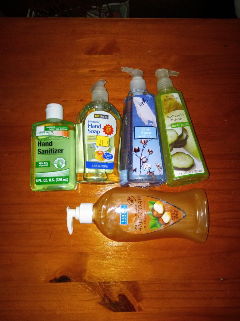 Body Wash, Hand Soap, Hand Sanitizer And Bubbles Bath