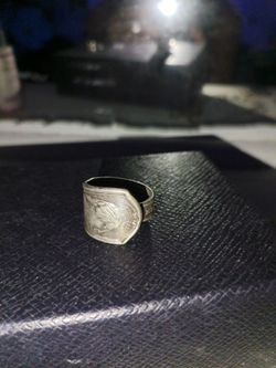 Handmade Coin Ring Silver-Tone Metal