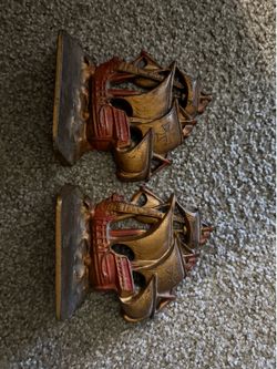 Pair of vintage ship bookends