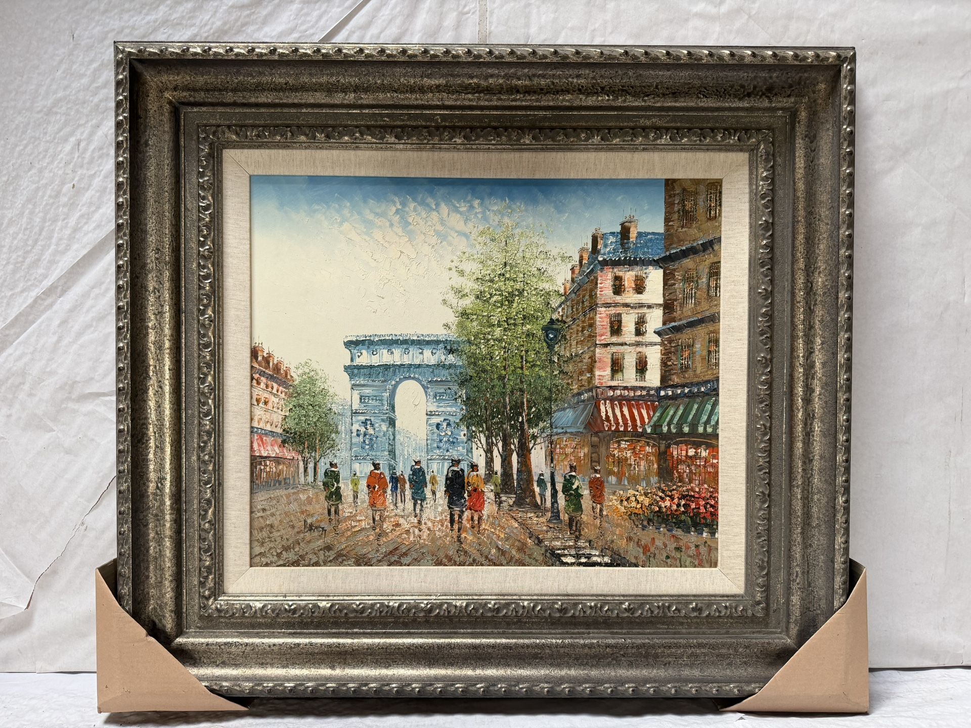 Paris~ Hand-Painted Oil Painting Wooden Frame 37” x 33”