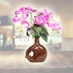 Artificial orchid 18” inches tall, adjustable flexible stem, decorative plant