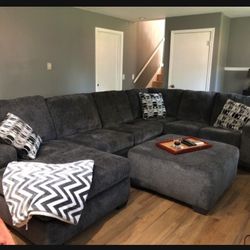 Huge U Shape Cozy Dark Sectional Couch Chaise ~ Living Room Set ✅ Brand New ➡️ Fast Delivery 🚚 