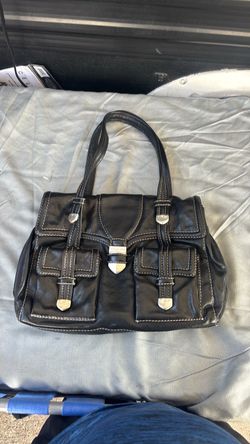 Michael kors Black Leather Shoulder Bag with Silver Hardware