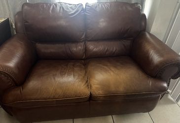 Brown Leather Couch (LOVE SEAT)