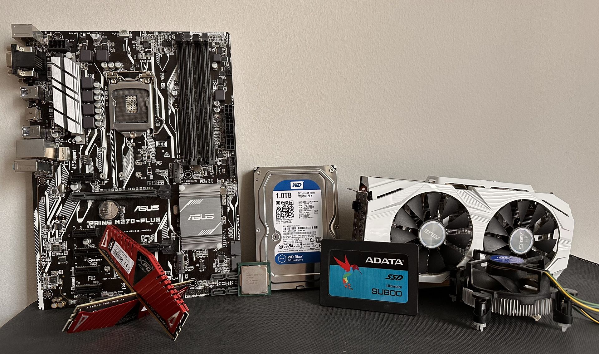 CPU, Motherboard, Ram, Gpu, Hard Drive, SSD, Power Supply