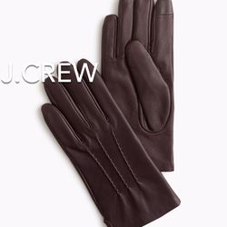 ❄️(NEW) WOMEN’S J.CREW FACTORY COCOA BERRY TOUCHSCREEN LEATHER GLOVES - SIZE: MEDIUM (MSRP: $98)❄️