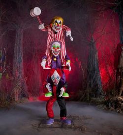 7.5 ft Clown Trickster Trio Stack Animatronic