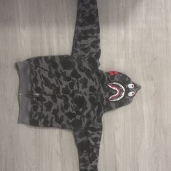 BAPE Shark Full Zip Hoodie Black Color Camo – Size Medium – Authentic