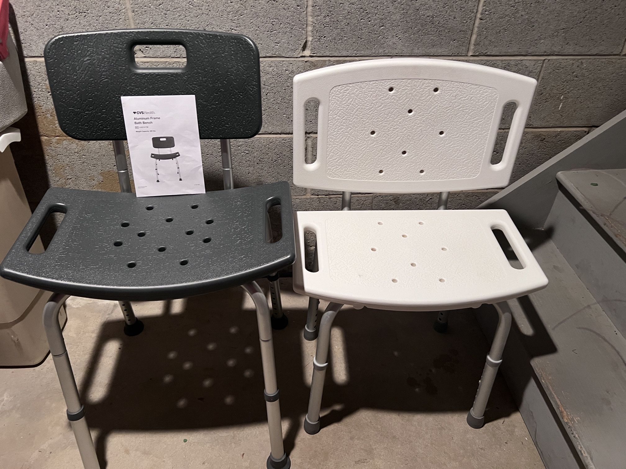 Shower chair white USED, good condition but not perfect, charcoal is $30