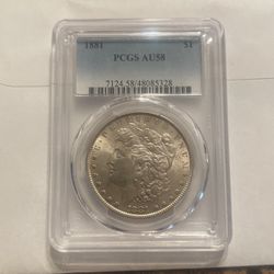 1881 Morgan Silver Dollar Pcgs Graded AU 58