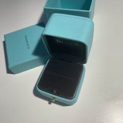 Tiffany & Co Leather Engagement Ring Box and 2"x2"x2" Square Outer Box - Teal Blue