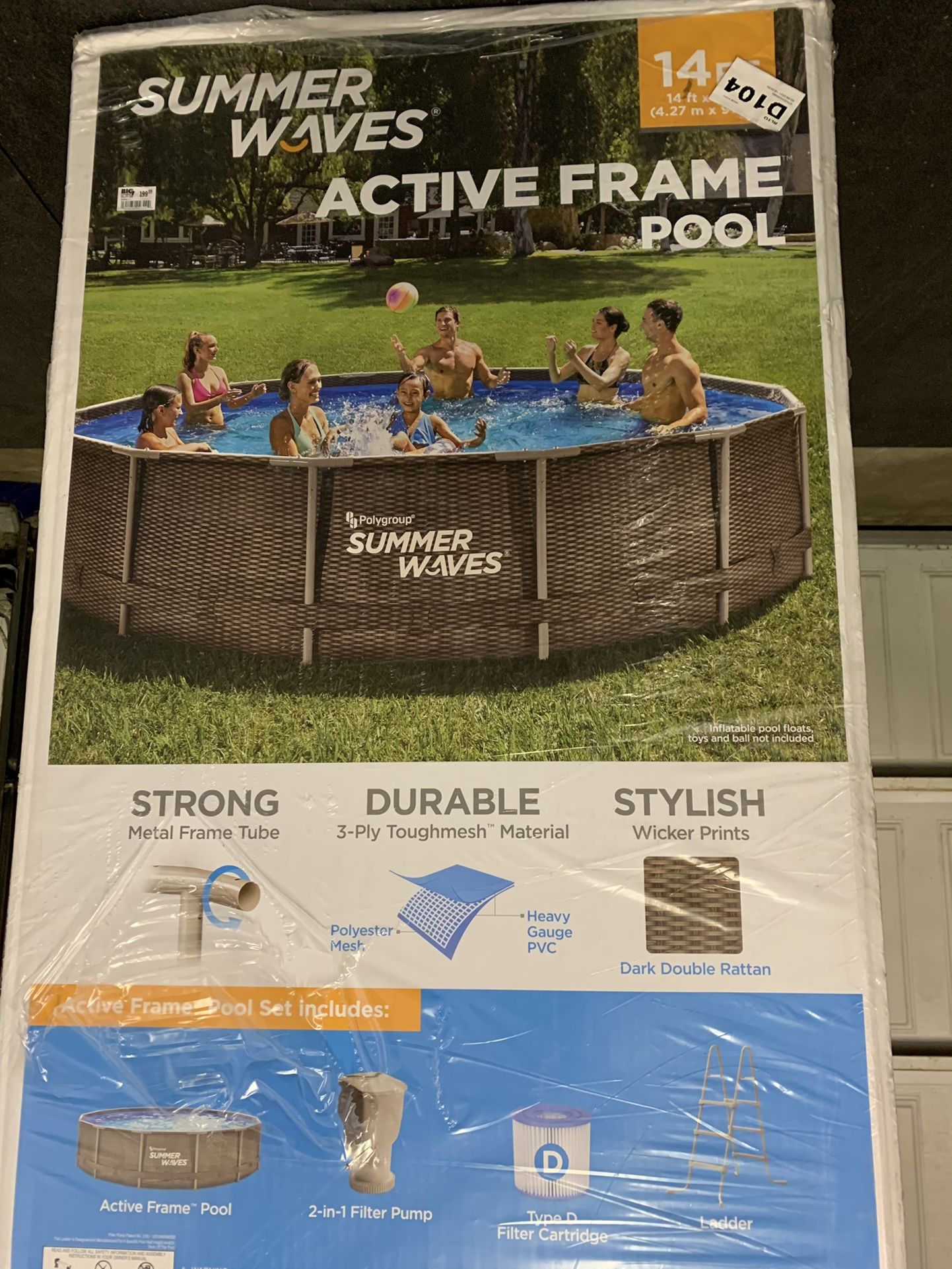 Summer Waves 14' x 36" Wicker Print Metal Frame Pool