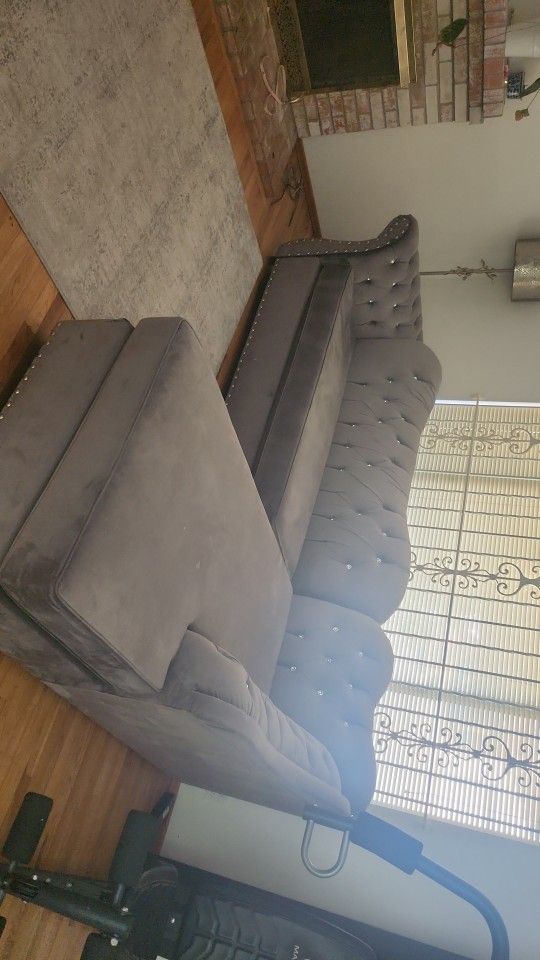 Grey Bling Sofa Set 2pc