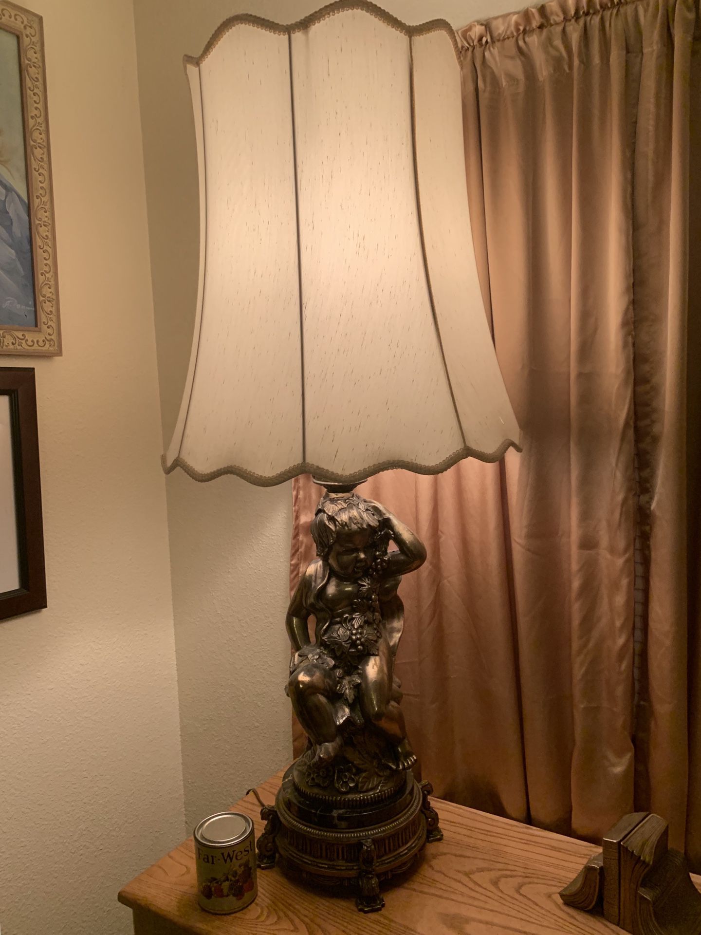 Large bronze cherub lamp