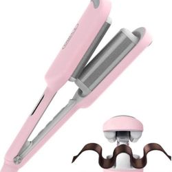 Curling Iron Hair Crimper Waver - TYMO ROVY Beach Waves Curling Wand, Ionic Deep Waver Hair Curler Tool with Ceramic 3 Barrel for Women, Dual Voltage